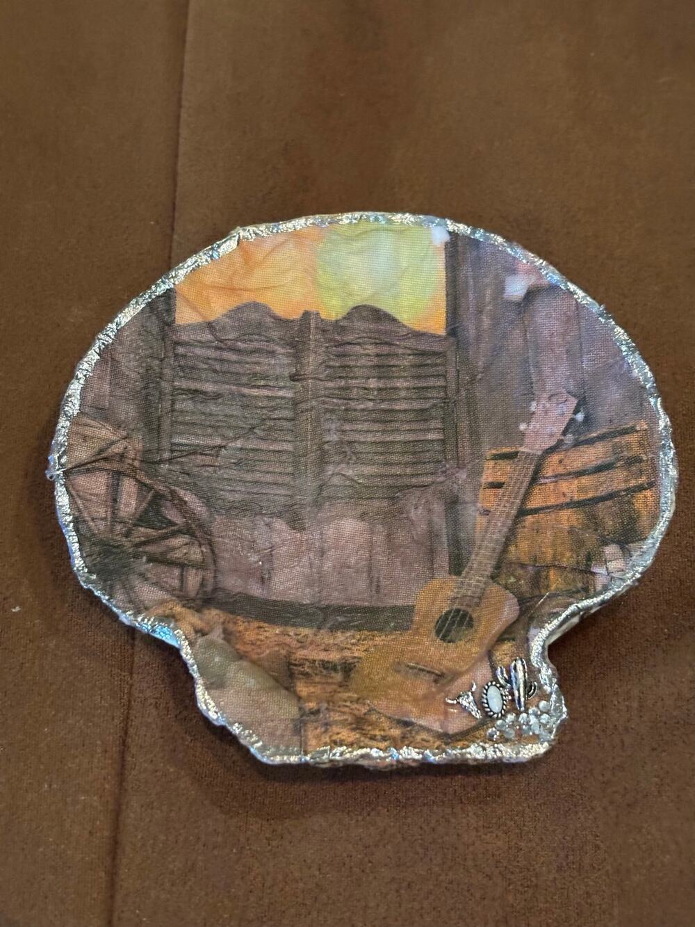Western Theme with Guitar Shell Jewelry Dish | Cowgirl Trinket Holder